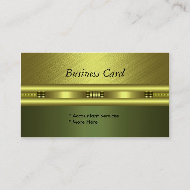 Business Card Elegant Green Gold Avocado (Front)