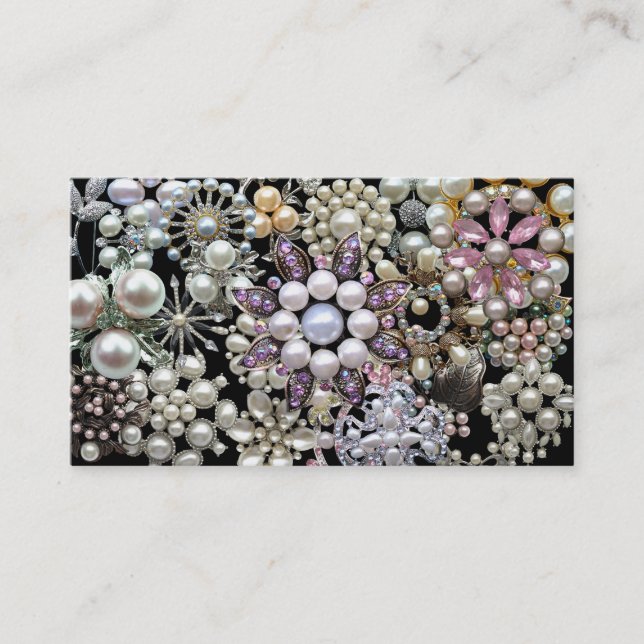 Business Card Elegant Lots of Pearls Collage (Front)