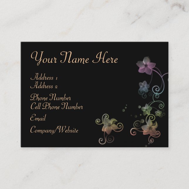 Business Card - Elegant Rainbow Flowers (Front)