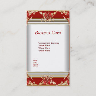 Business Card Elegant Red Gold White Elite