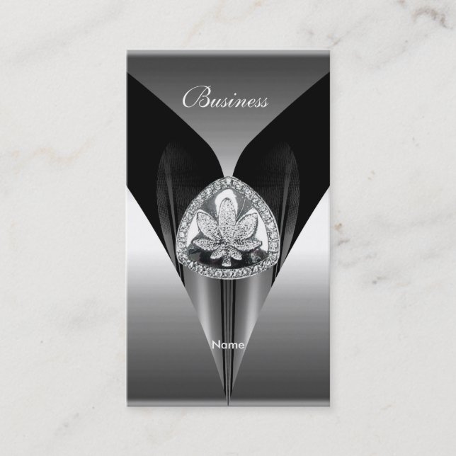 Business Card Elegant Silver Black Chrome Elite 2a (Front)