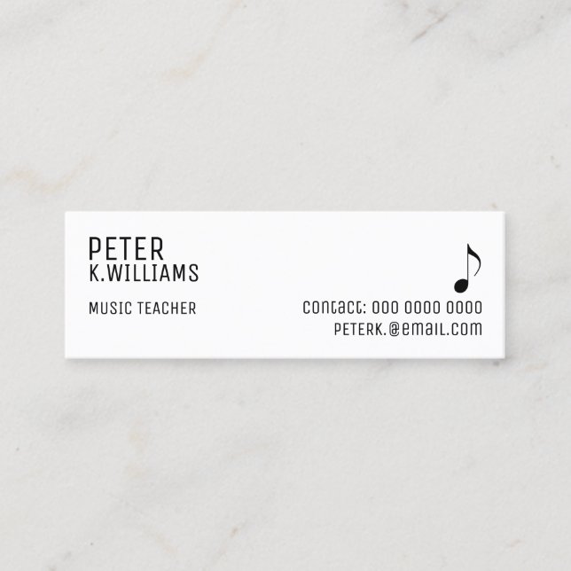 business card for a music teacher (Front)
