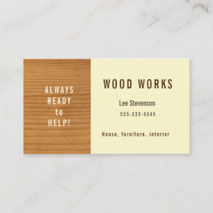 Business card for a working with wood.