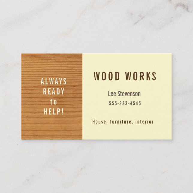 Business card for a working with wood. (Front)