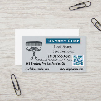Business Card for Barber (Barbershop) One-Sided QR