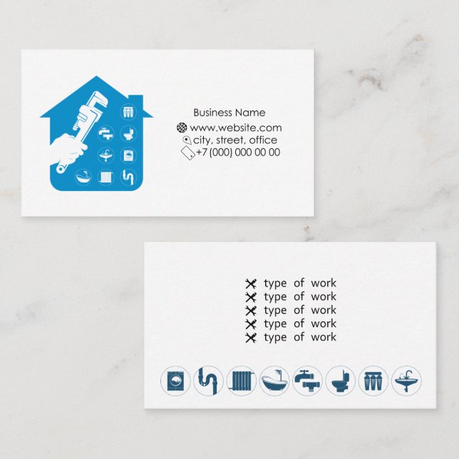 Business card for carrying out plumbing work (Front/Back)