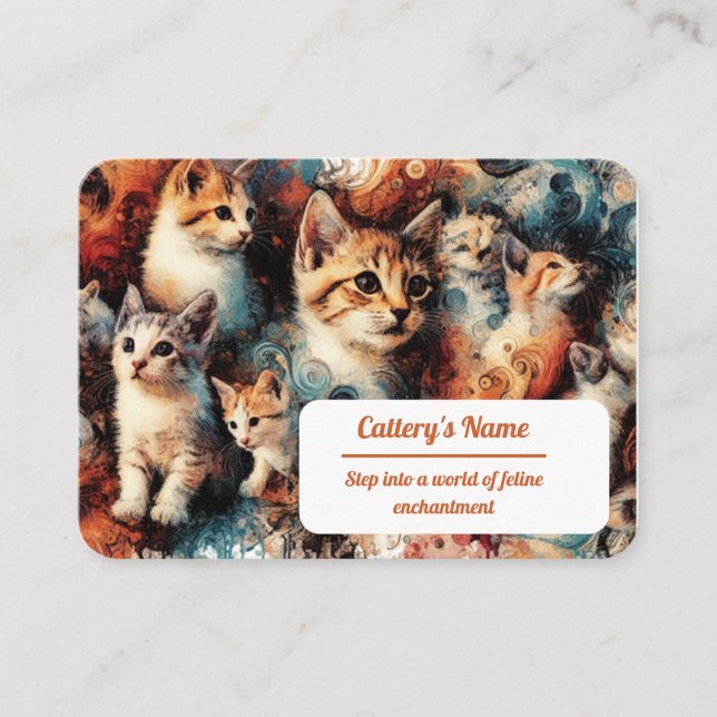 Business Card for Cattery Painting Cat Pattern (Front)