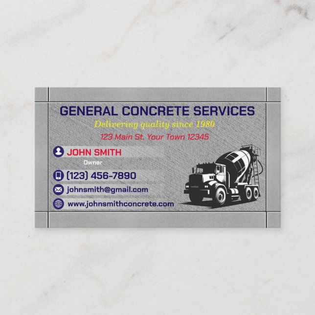 Business card for concrete services (Front)
