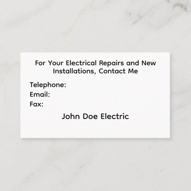 Business Card for Electricians (Front)