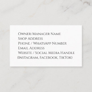 Business Card for Garments Shop – Modern, Stylish 