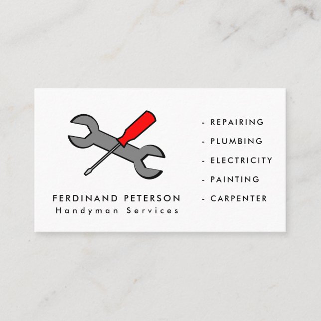 Business card for handyman home services (Front)