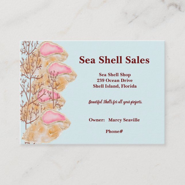 Business Card for Ocean Shell Shop (Front)