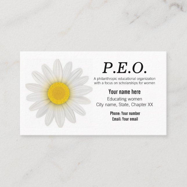 Business card for P.E.O. members (Front)