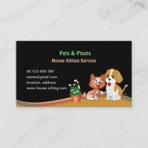 business card for Pet & Plants Sitting Service