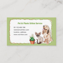 business card for Pet & Plants Sitting Service