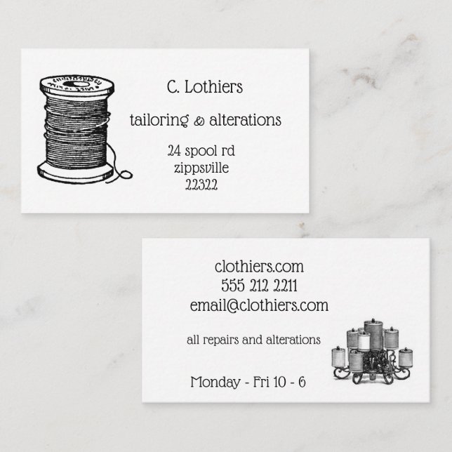 business card for sewing business (Front/Back)