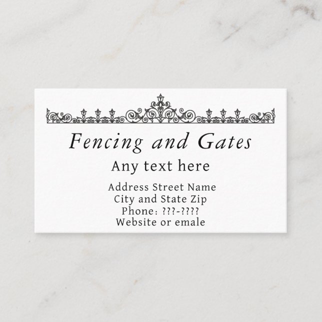 Business Card for the sellers of fences and gates (Front)