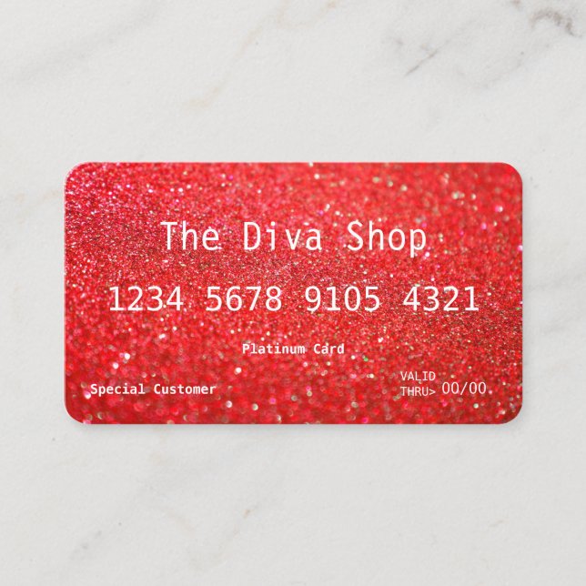 Business Card | Glitter Credit Card Red (Front)