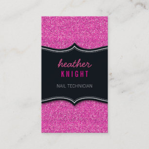 BUSINESS CARD glitzy glitter black magenta pink