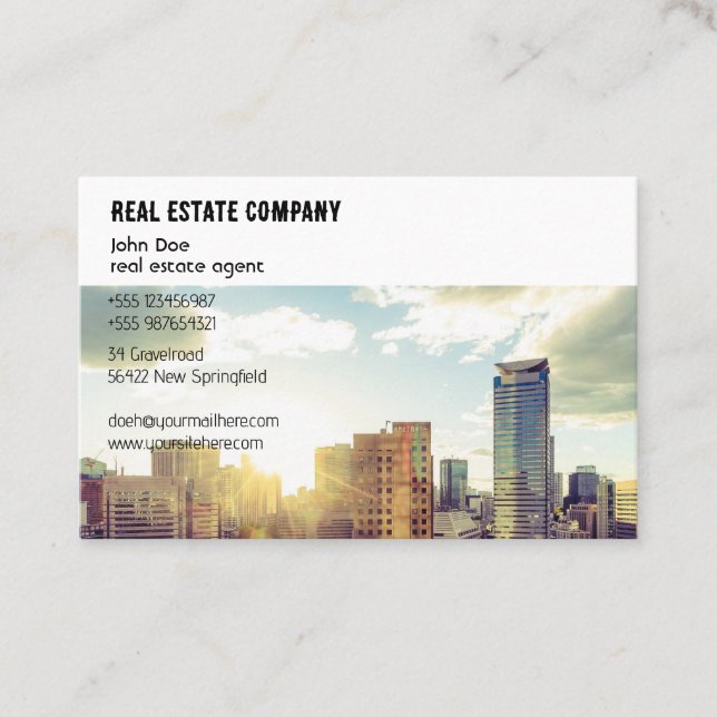 business card glossy modern skyline (Front)