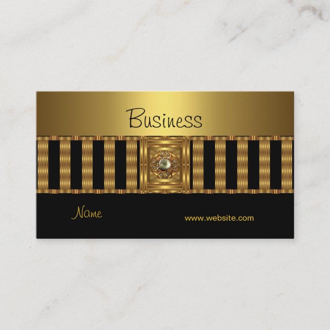 Business Card Gold on Gold Black Stripe (Front)