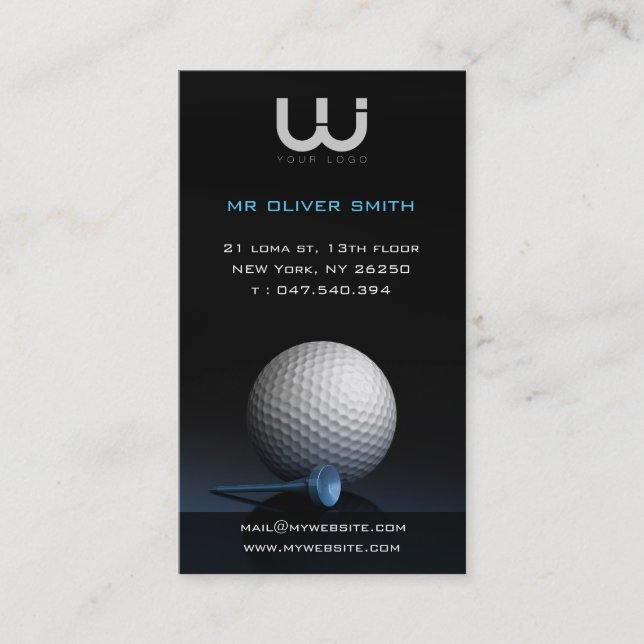 Business card, golf black background business card (Front)
