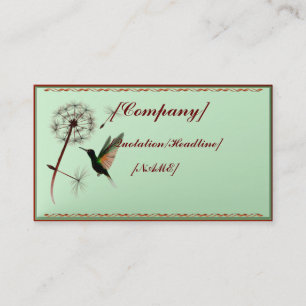 Business Card Horizontal Dandelion and Hummingbird