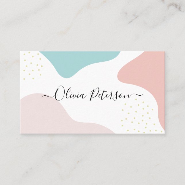 Business card in simple style pastel colour. (Front)