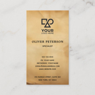 Business card in vintage background logo.