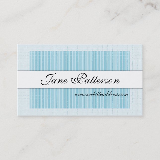 Business Card :: Light Blue Striped Designed (Front)