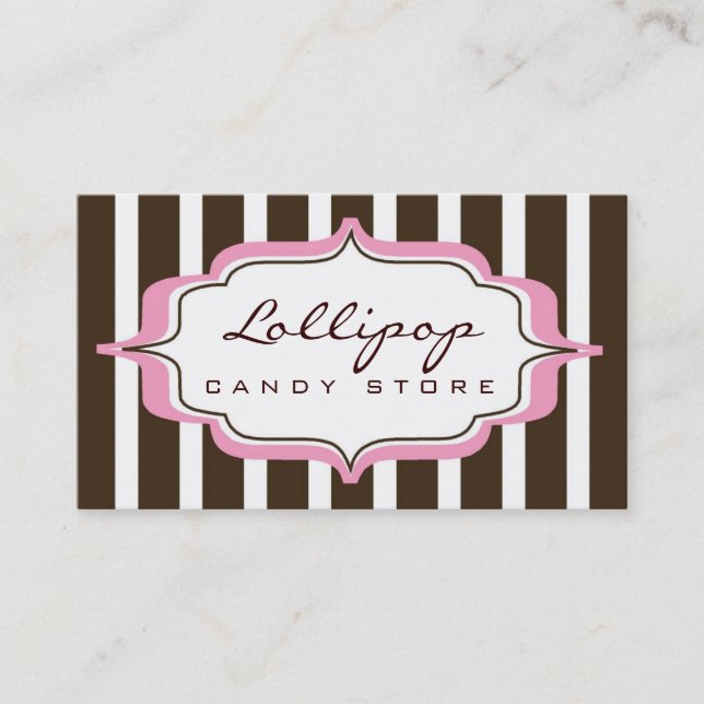 business card > lollipop [pink+chocolate] (Front)