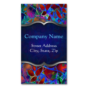 Business Card Magnet Floral Abstract Stained Glass