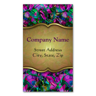 Business Card Magnet Floral Abstract Stained Glass