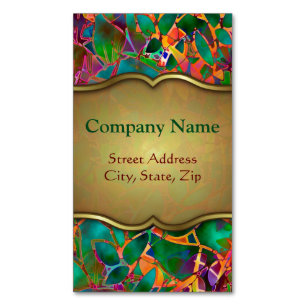 Business Card Magnet Floral Abstract Stained Glass