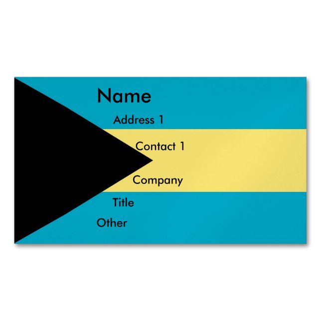 Business Card Magnet with Flag of Bahamas (Front)