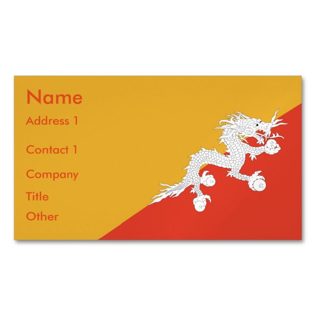 Business Card Magnet with Flag of Bhutan (Front)