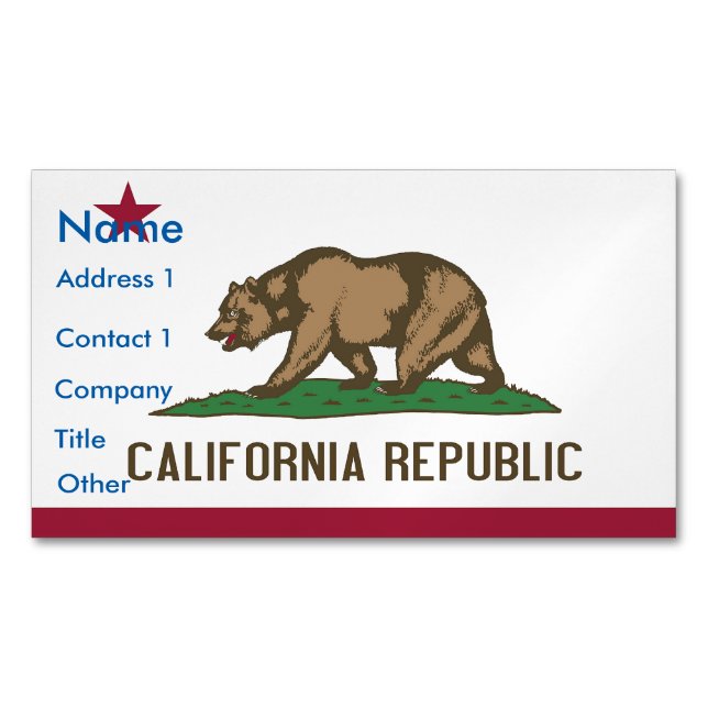 Business Card Magnet with Flag of California (Front)