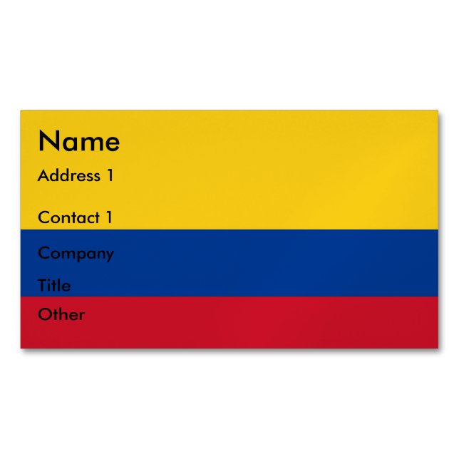 Business Card Magnet with Flag of Colombia (Front)