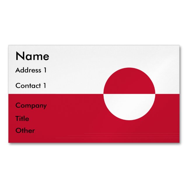 Business Card Magnet with Flag of Greenland (Front)
