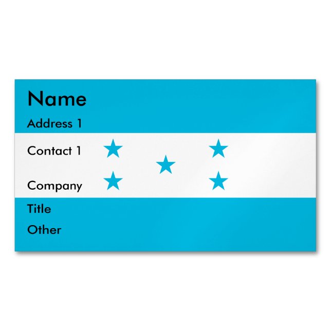 Business Card Magnet with Flag of Honduras (Front)