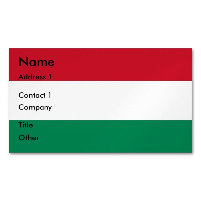Business Card Magnet with Flag of Hungary (Front)