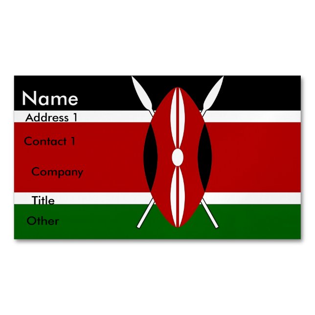 Business Card Magnet with Flag of Kenya (Front)