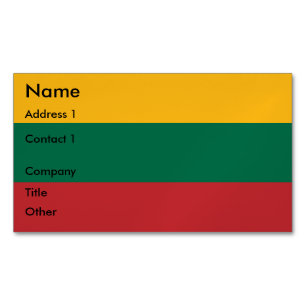 Business Card Magnet with Flag of Lithuania