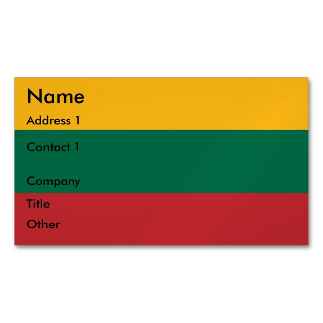 Business Card Magnet with Flag of Lithuania (Front)