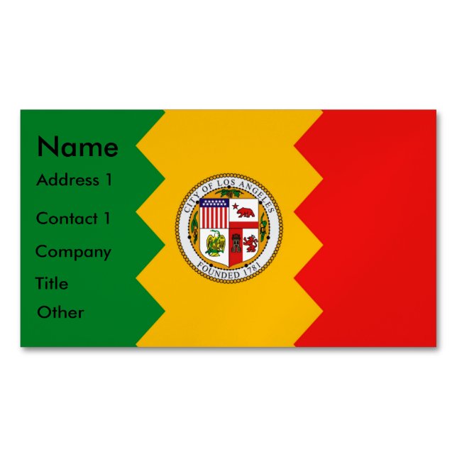 Business Card Magnet with Flag of Los Angeles (Front)