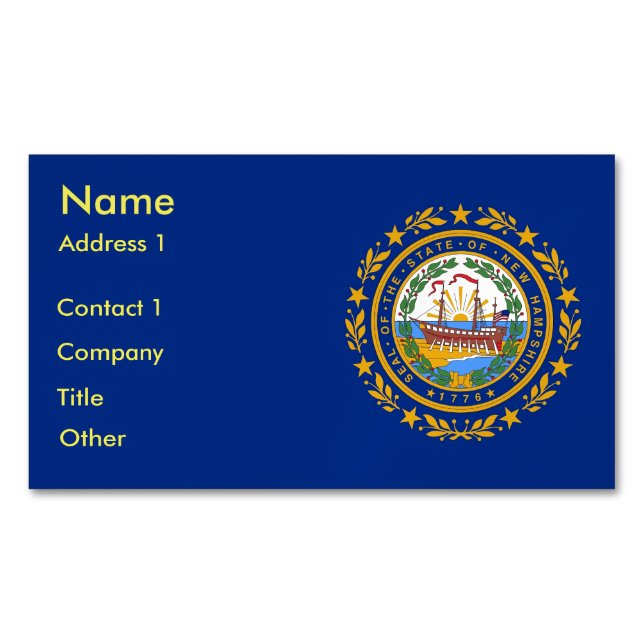 Business Card Magnet with Flag of New Hampshire (Front)