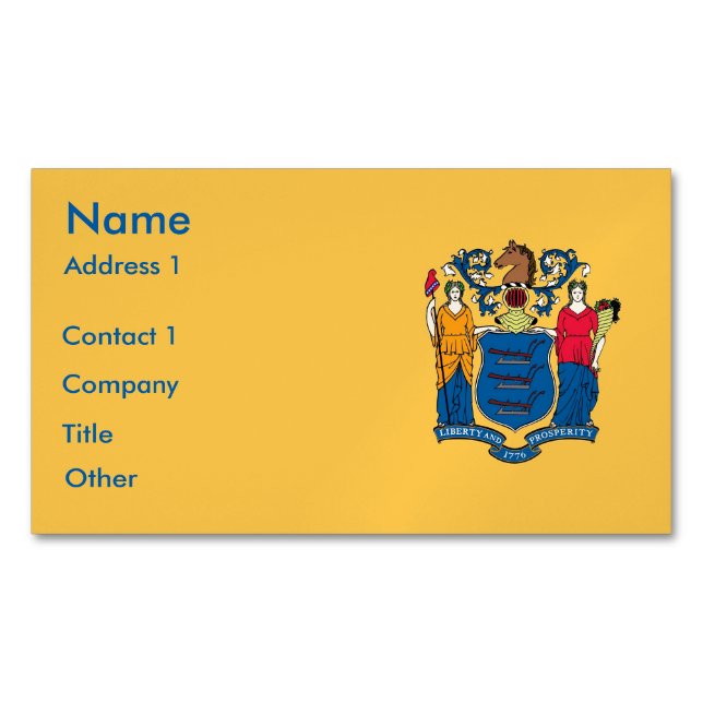 Business Card Magnet with Flag of New Jersey (Front)