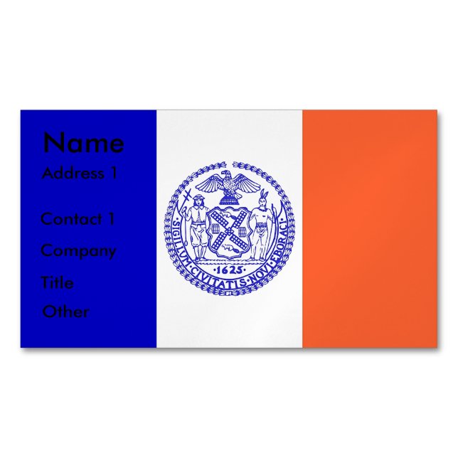 Business Card Magnet with Flag of New York City (Front)