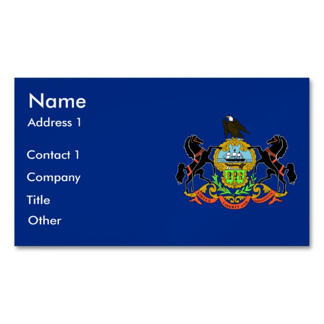 Business Card Magnet with Flag of Pennsylvania (Front)