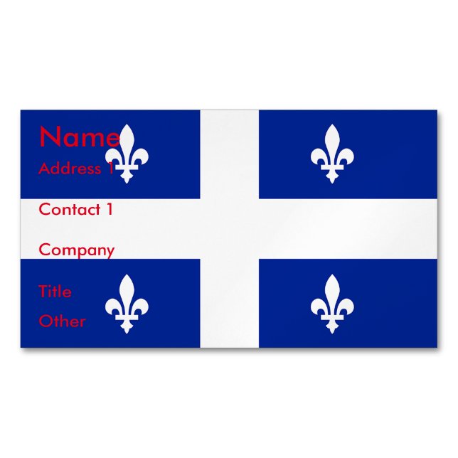 Business Card Magnet with Flag of Quebec (Front)